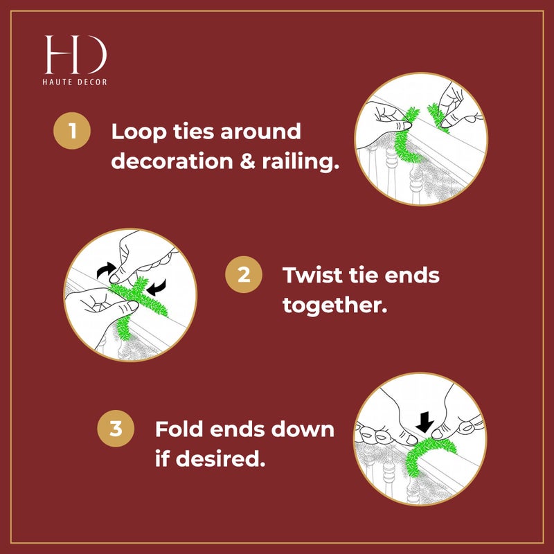 HAUTE DECOR رباطات زينة هاوت ديكور، عبوة 20 قطعة بطول 14 بوصة (شجرة التنوب النبيلة) روابط ملتوية مع سلك داخلي قوي لتأمين الزينة، الأضواء، وأكثر! - Image 4